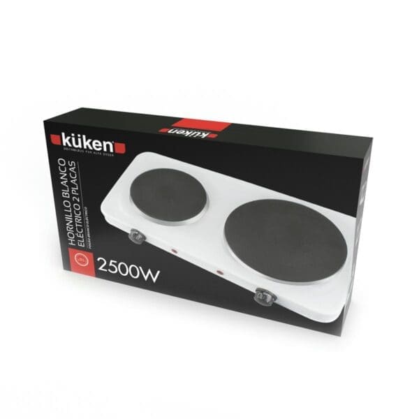 PLACA ELÉTRICA BRANCA 2 QUEIMADORES 2500W KÜKEN - Image 2