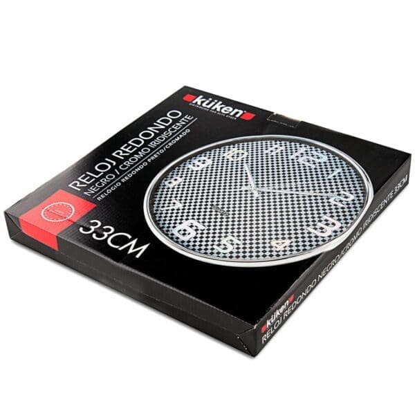 RELÓGIO DE COZINHA PRETO/CROMADO REDONDO 33CM KÜKEN - Image 2