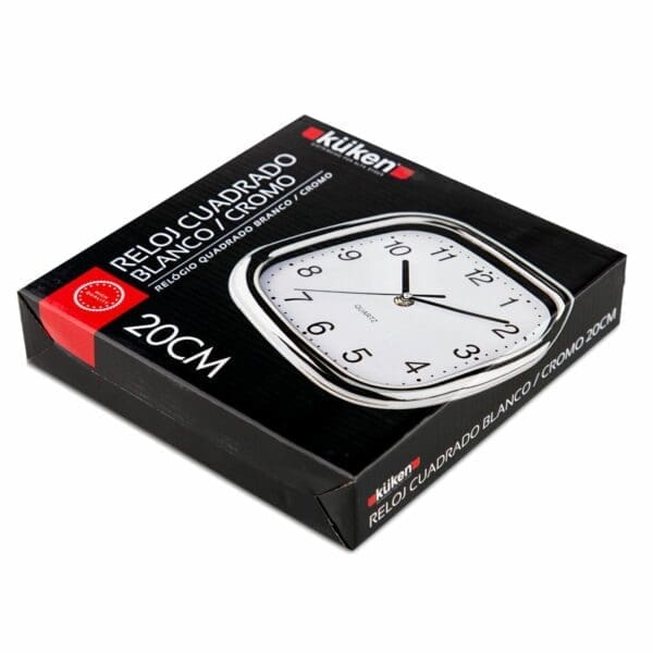 RELÓGIO DE COZINHA BRANCO/CROMADO QUADRADO 20CM KÜKEN - Image 2