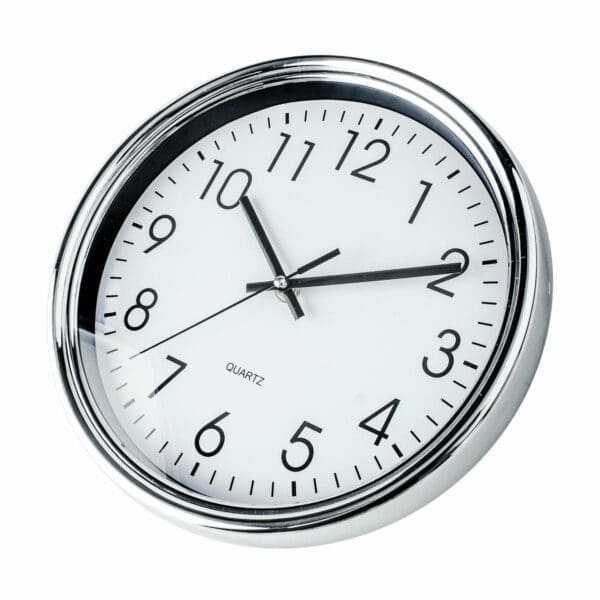 RELÓGIO DE COZINHA BRANCO/CROMADO REDONDO 25CM KÜKEN