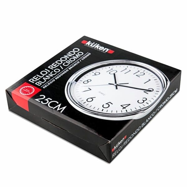 RELÓGIO DE COZINHA BRANCO/CROMADO REDONDO 25CM KÜKEN - Image 2