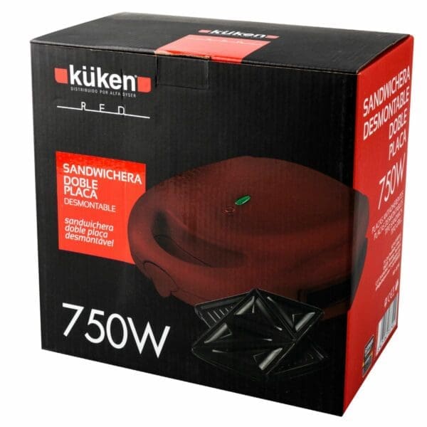 SANDUICHEIRA DESMONTÁVEL GRILL 750W VERMELHA KÜKEN - Image 2