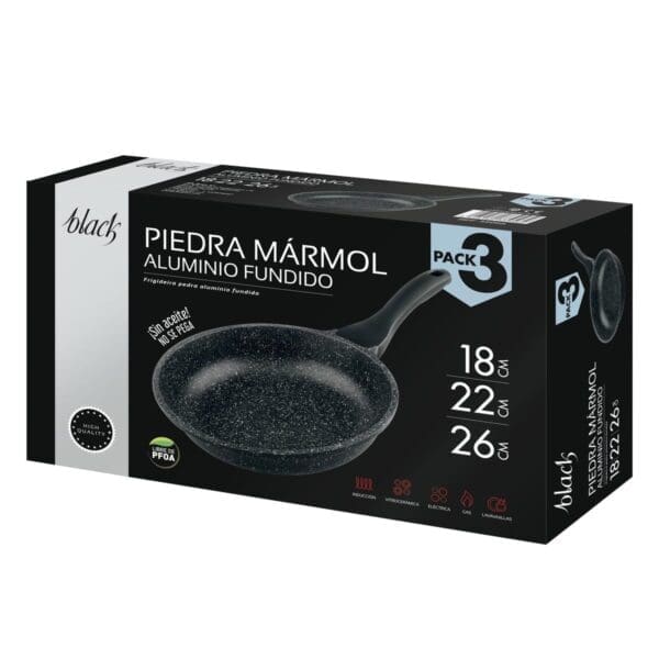 CONJUNTO DE FRIGIDEIRAS PARA INDUÇÃO DE PEDRA SUPREME 3 PEÇAS - Image 2