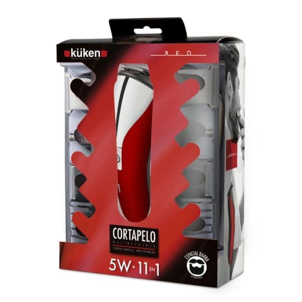 CORTADOR DE CABELO E BARBA KUKEN VERMELHO 5W 11 EM 1 - Image 2