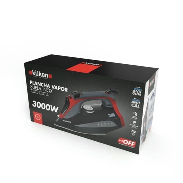 FERRO DE ENGOMAR A VAPOR KÜKEN BASE INOX 3000W - Image 2
