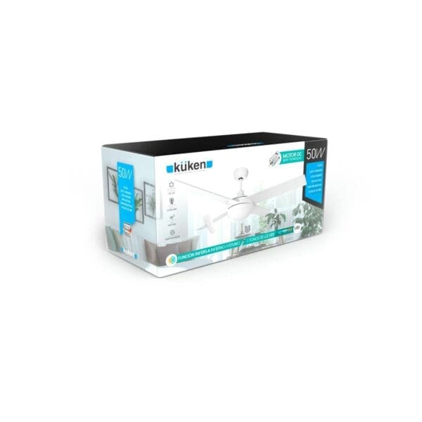 VENTILADOR DE TETO COM LUZ LED KÜKEN BRANCO 55W - Image 2