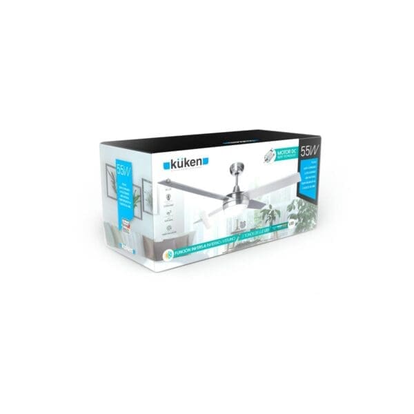 VENTILADOR DE TETO COM LUZ LED KÜKEN CROMADO 55W - Image 2