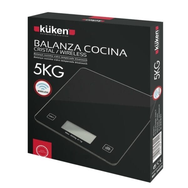 BALANÇA DE COZINHA ELETRÓNICA DE VIDRO BLUETOOTH 5KG KÜKEN - Image 2
