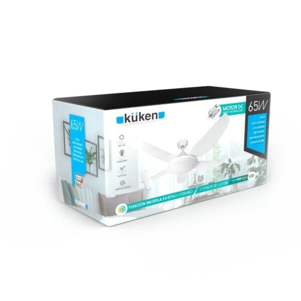 VENTILADOR DE TETO COM LUZ LED KÜKEN BRANCO 65W - Image 2