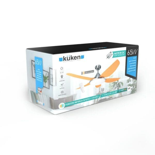 VENTILADOR DE TETO COM LUZ LED KÜKEN CROMADO 65W - Image 2