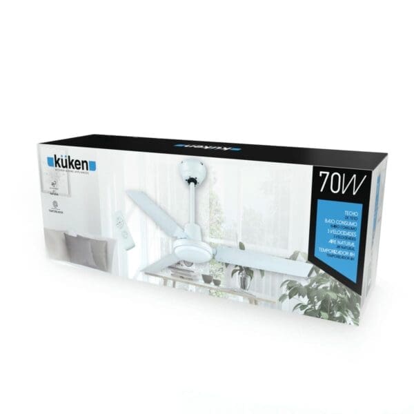 VENTILADOR DE TETO BRANCO 70W 3 PÁS 122CM - Image 2