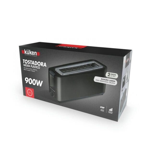 TORRADEIRA PLÁSTICO KUKEN 900W RANHURA GRANDE PRETA - Image 2