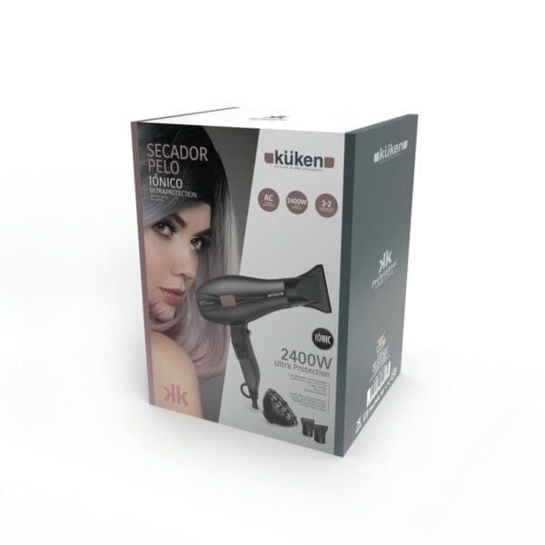 SECADOR DE CABELO PROFISSIONAL IÓNICO KÜKEN CINZA/ROSA 2400W - Image 2
