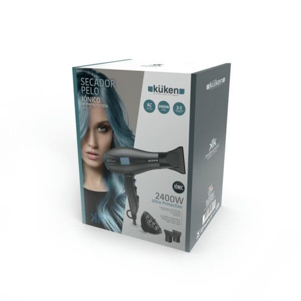 SECADOR DE CABELO PROFISSIONAL IÓNICO KÜKEN CINZA/AZUL 2400W - Image 2