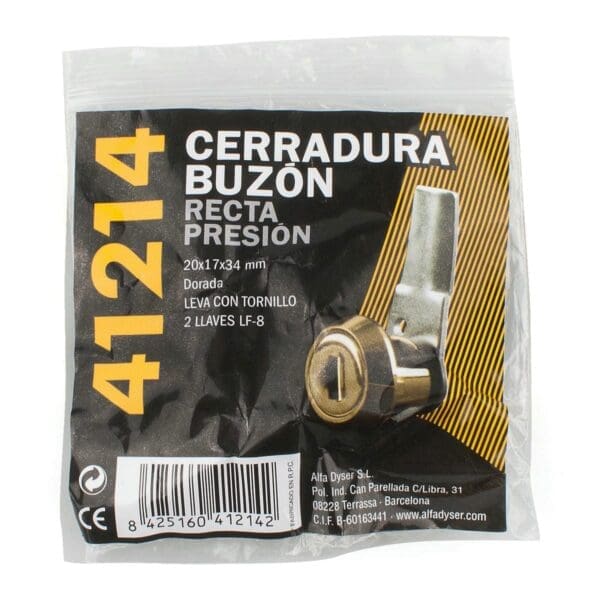 FECHADURA CAIXA CORREIO HANDLOCK KEYA PRESSÃO DOURADA RETA - Image 2