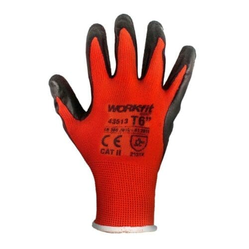 LUVA LÁTEX POLIÉSTER WORKFIT VERMELHO/PRETO TAMANHO 9