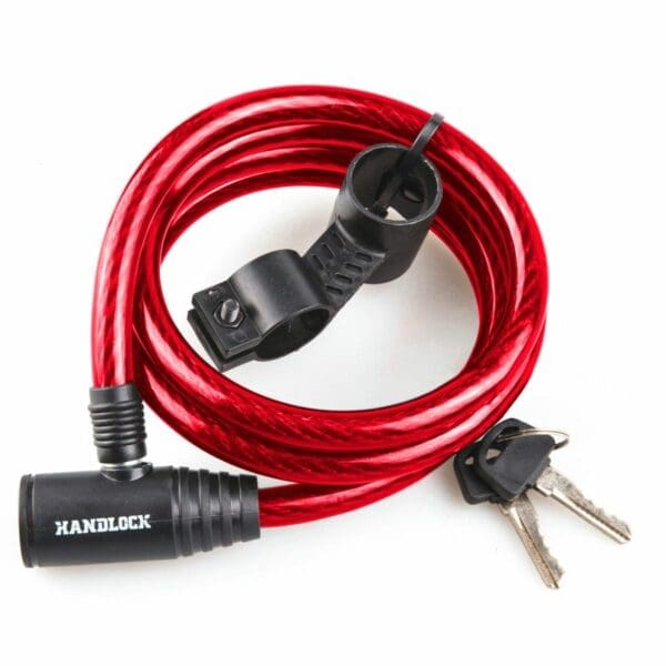 CADEADO PARA BICICLETA HANDLOCK ESPIRAL COM CHAVE 1,2x150 CM VERMELHO