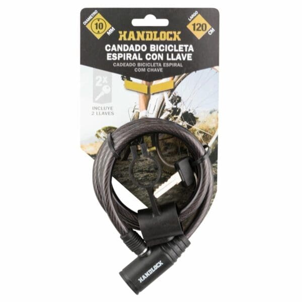CADEADO PARA BICICLETA HANDLOCK ESPIRAL COM CHAVE 1,0x120 CM AZUL - Image 2