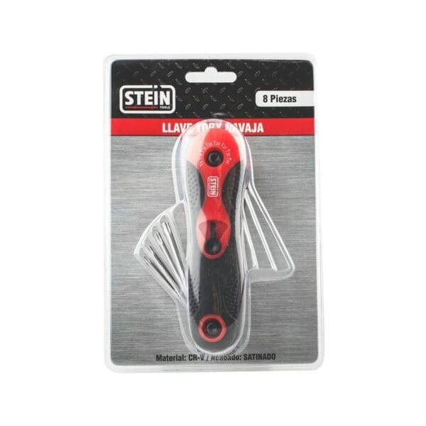 CONJUNTO DE CHAVES TORX STEIN TIPO CANIVETE CR-V COM FURO 8 PEÇAS - Image 2