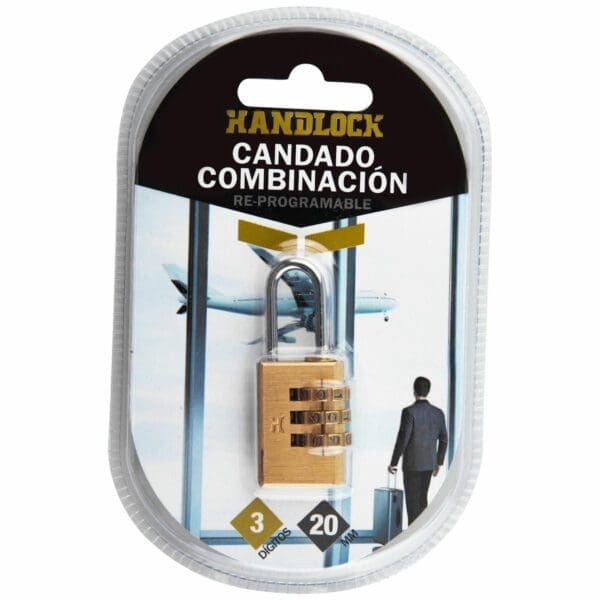 CADEADO DE COMBINAÇÃO EM LATÃO HANDLOCK 3 NÚMEROS 20MM - Image 2