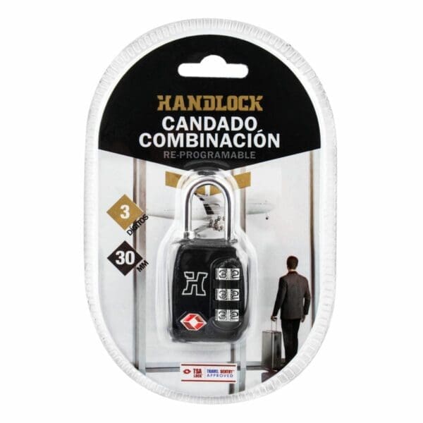 CADEADO DE COMBINAÇÃO TSA HANDLOCK PRETO 3 NÚMEROS - Image 2