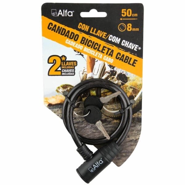 CADEADO PARA BICICLETA HANDLOCK ESPIRAL COM CHAVE 1,2x180 CM PRETO - Image 2