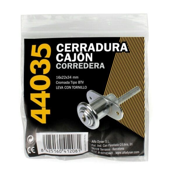 FECHADURA PARA GAVETA HANDLOCK CROMADA DESLIZANTE - Image 2