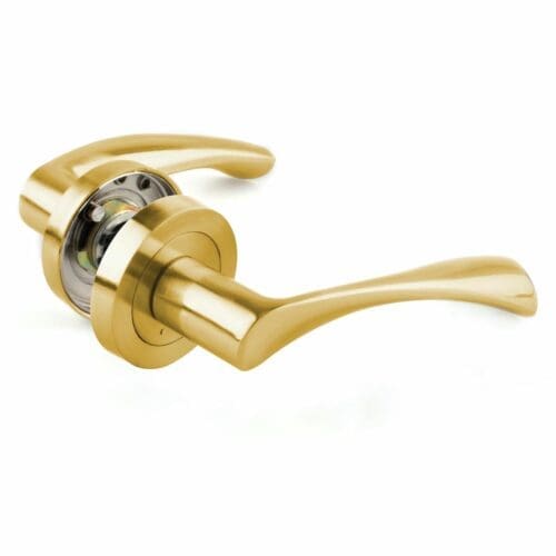 PUXADOR ALUMÍNIO COM ROSETA 50MM HANDLOCK CURVO OURO BRILHO