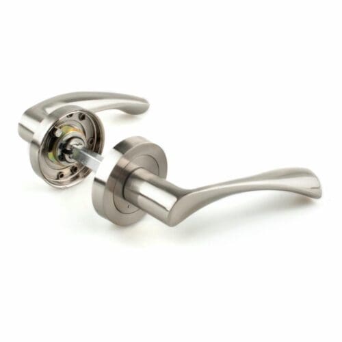 PUXADOR ALUMÍNIO COM ROSETA 50MM HANDLOCK CURVO CROMADO MATE