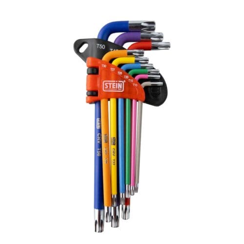 CONJUNTO CHAVE TORX STEIN LONGA CR-V COM FURO 9 PEÇAS CORES
