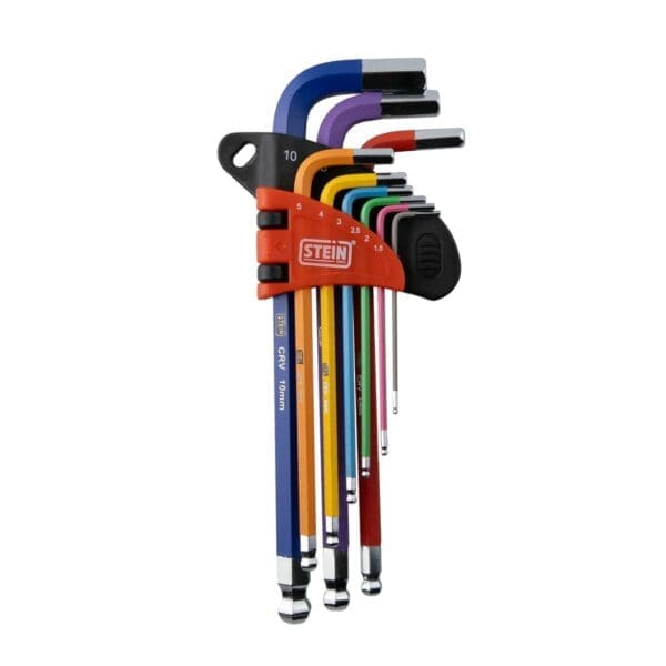 CONJUNTO CHAVE ALLEN STEIN EXTRA LONGA PONTA BOLA CR-V 9 PEÇAS CORES