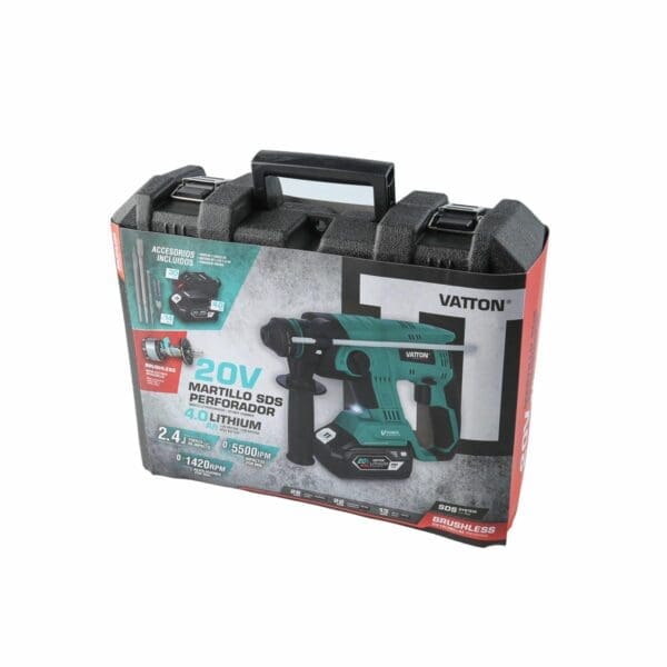 MARTELO PERCUSSOR BRUSHLESS VATTON 20V 1 BATERIA 4.0AH - Image 2