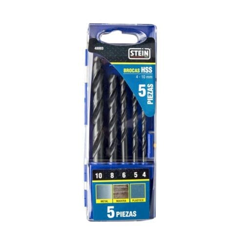 JOGO BROCAS HSS STEIN 4 A 10 MM DIN 338 5 PEÇAS