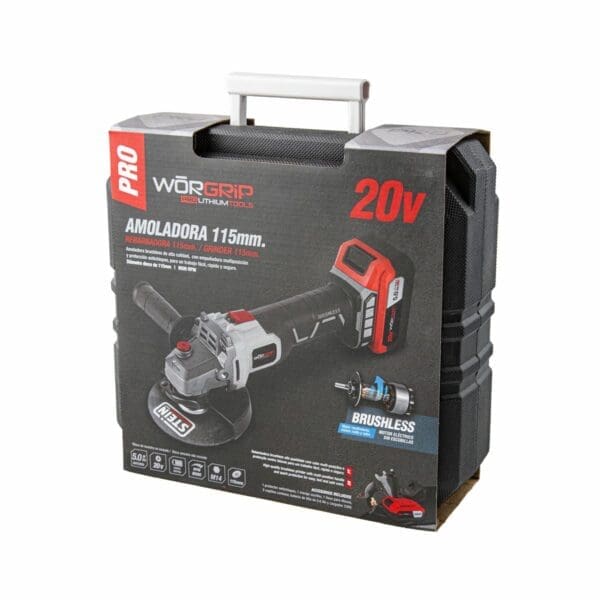REBARBADORA BRUSHLESS 115MM WORGRIP 20V BATERIA 5.0AH - Image 2