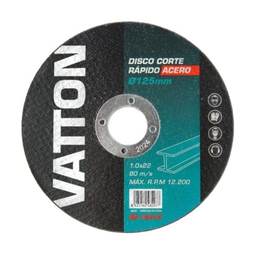 DISCO DE CORTE RÁPIDO PARA AÇO VATTON 125x1.0x22 MM
