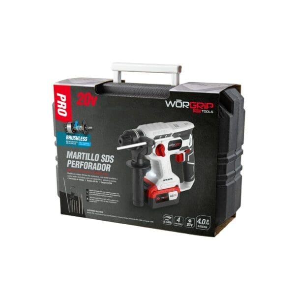 MARTELO PERFURADOR BRUSHLESS WORGRIP 20V BATERIA 4.0 AH - Image 2