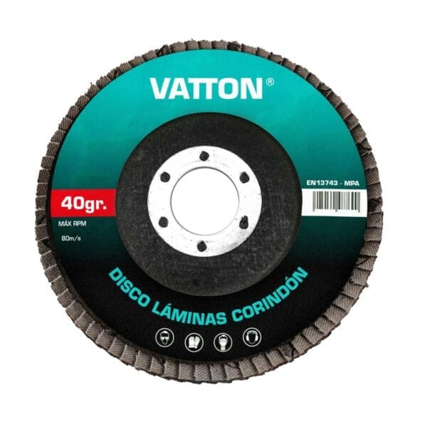 DISCO VATTON LÂMINAS CORINDON 115mm GRÃO 40